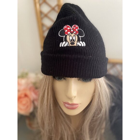 Minnie Mouse Hat Knit Beanie Disney Collection by Neff Black One Size Very Good - Picture 3 of 16